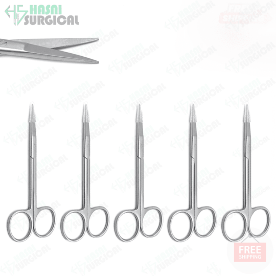 Iris rubber scissors straight, sharp surgical stainless steel