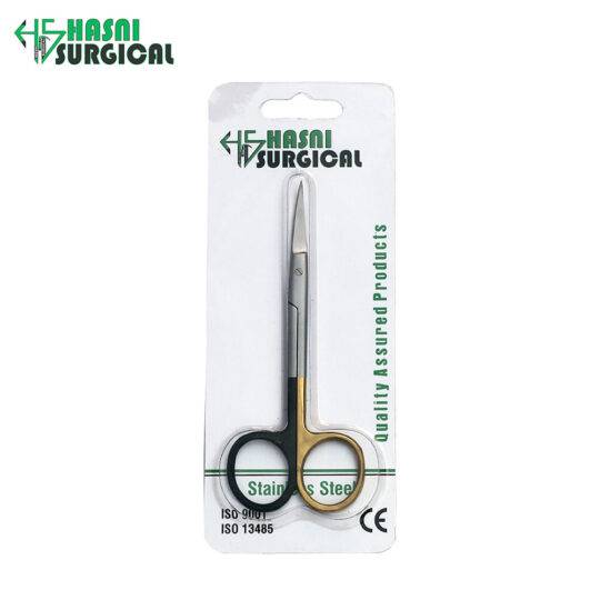 Iris Scissors Gold Black Handle Stainless Steel Surgical Instruments — Hasni Surgical Sialkot Pakistan