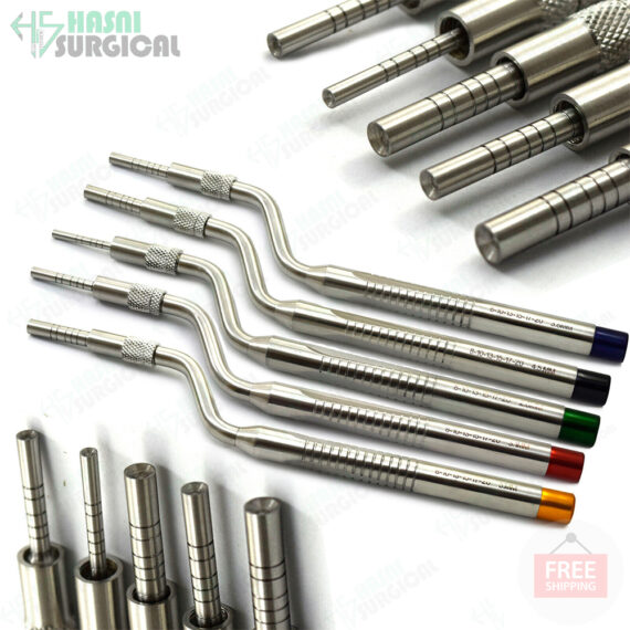 Dental Osteotome Sinus Lift Elevators Offset Concave Curved Tip Set Of 5 Pieces
