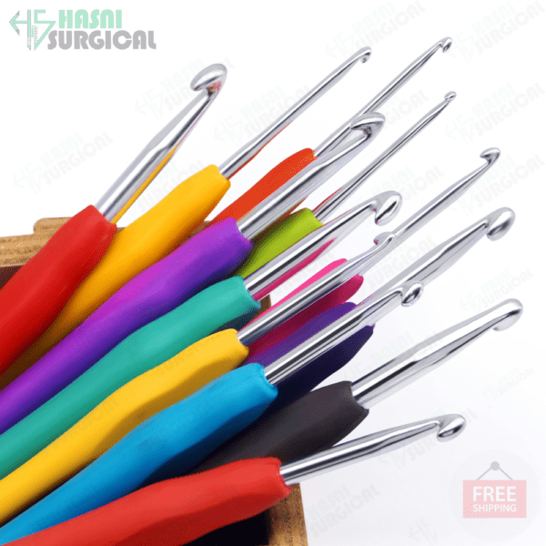 Circular Rubber Handle Crochet Knitting Hooks Set