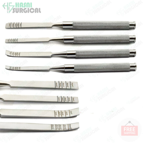 Surgical Bone Splitting Extraction Dental Chisels Set Of 4 Ridge Straight Curved