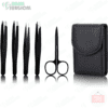 black eyebrow tweezers point slanted flat tip