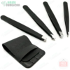 black eyebrow tweezers point slanted flat tip