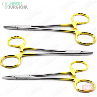 Dental Surgical Needle holder Scissors Gold Handle Surgical Instrument