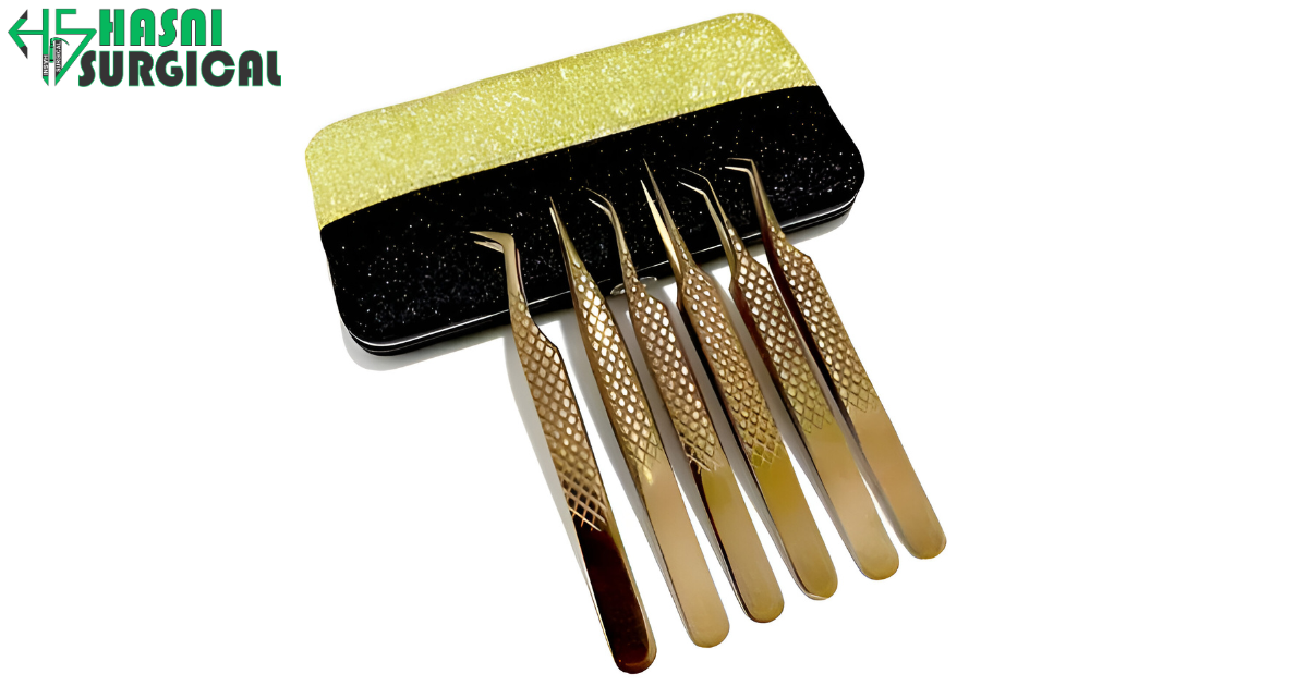 Eyelash Extension Volume Tweezers 4 Pieces Set With Magnetic Case - Professional Lash Artist Tools
