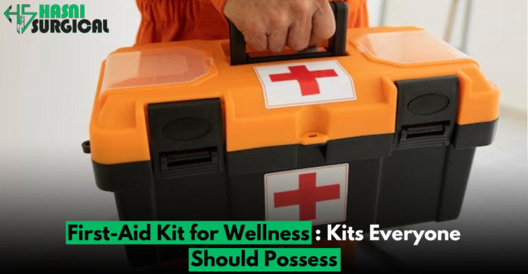 A Man holding a medical first aid box.