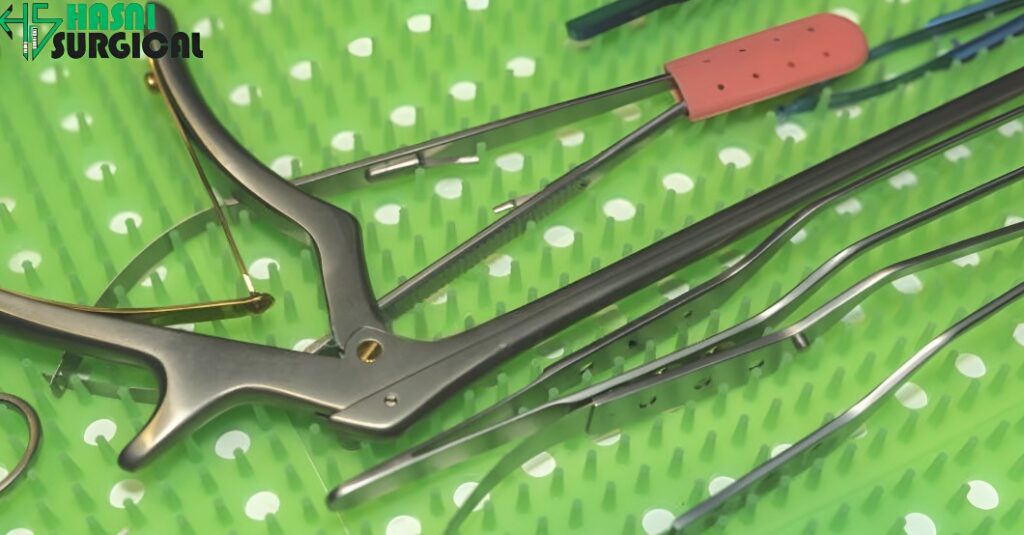 Veterinary Surgical Instruments on silicone instrument racks