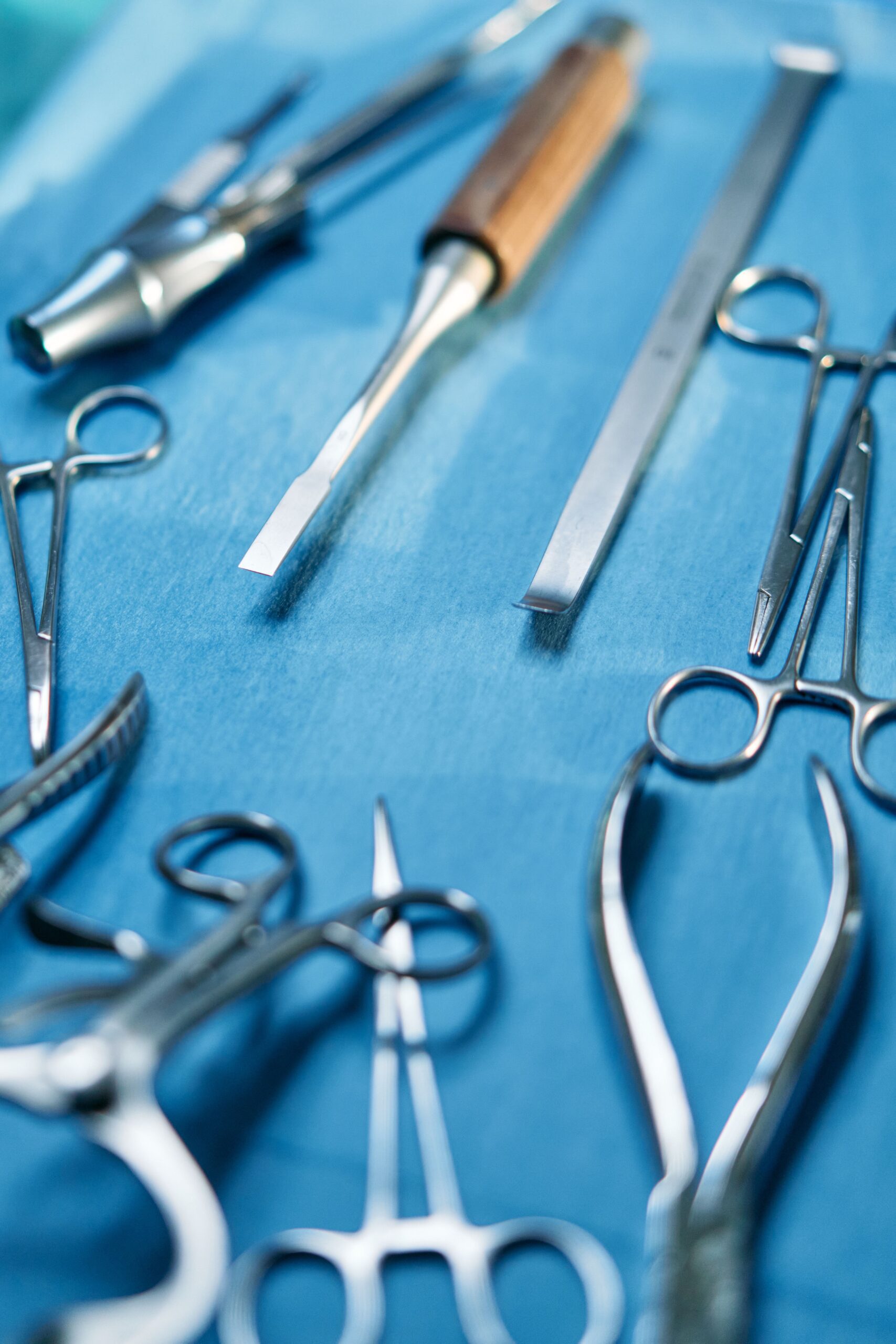 Stainless steel orthopedic instruments showing German steel quality finish